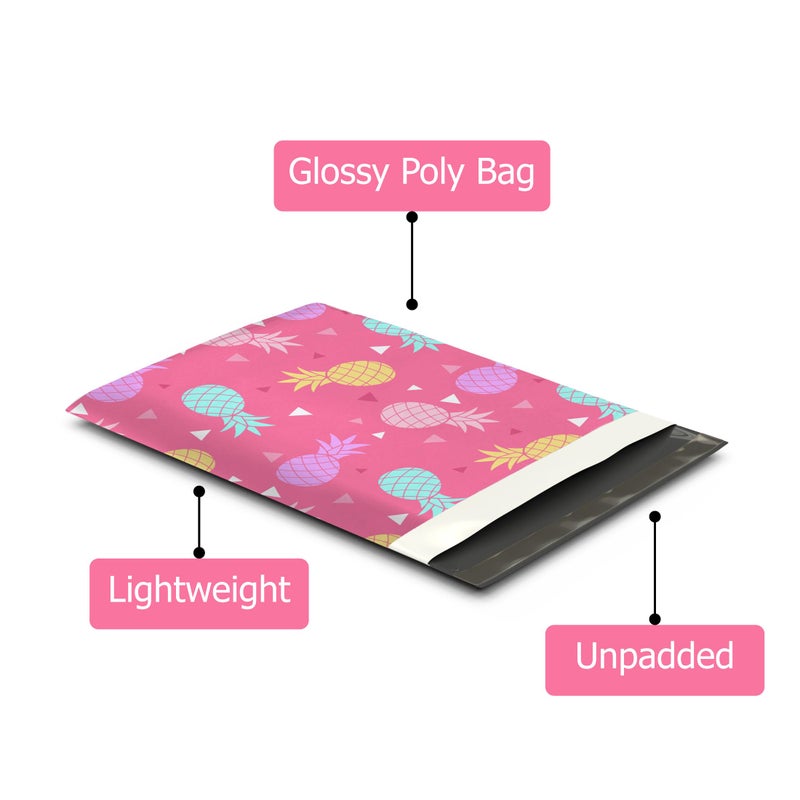 Pro Supply Global 10x13 (100) Pink Pineapple Designer Poly Mailers Waterproof Self Sealing Tear Resistant Polymailers Shipping Envelopes Premium Printed Bags For Small Businesses - Image 3